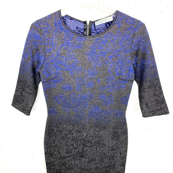 D. Exterior Womens Jacquard Bodycon Dress Poly Viscose Black Blue Size Small - Picture 6 of 11